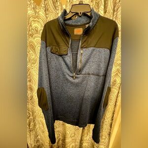 MENS Blue and Black Quarter-Zip Pullover by CQR, XXL.